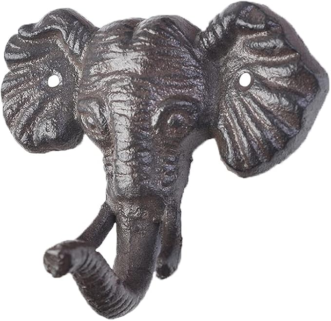Retro cast Iron Hook Elephant Hook Creative Wall Hook Wall Hanging Coat Hook Key Hook 1Pcs Heavy Wrought Iron Decoration (A)