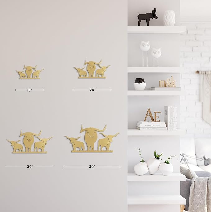 SIGNLEADER Metal Wall Art Decor Three Cows Minimalist Modern Abstract Wall Sculpture Hangings Home Decoration for Living Room, Bedroom, Bathroom, Kitchen, Outdoor - 18" Gold