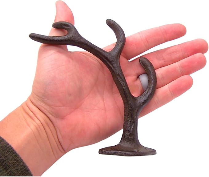Wowser Antler Wall Hooks, Set of 3, Wall Mounted Decoration, Rustic Decor, 5.5 Inches (Brown)