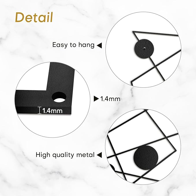 SIGNLEADER Metal Wall Decor Picasso Lines Geometric Minimalist Modern Luxury Wall Sculpture Hangings 3D Statue Home Decoration for Living Room, Bedroom, Bathroom, Kitchen, Fireplace, Office - 24" Black