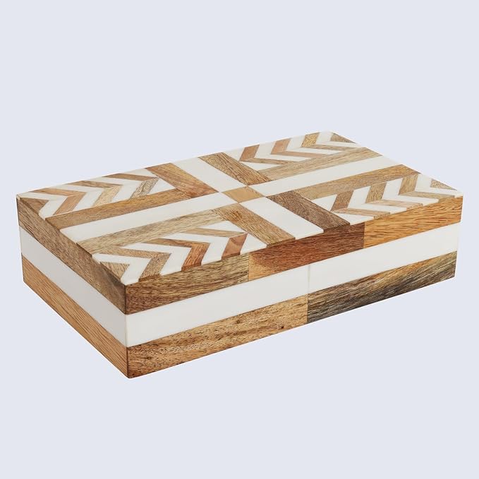 Handicrafts Home Decorative Storage Box 10x6 – Remote Organizer Box with Lid, Modern Decorative Keepsake Box, Boho Shelf Décor, Memory Box for Photos or Letters, Decorative Box for Table Décor
