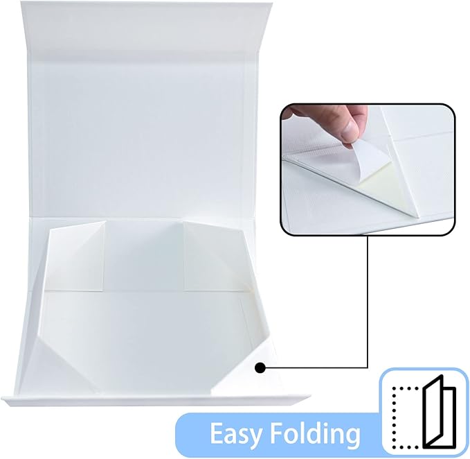 LIFELUM White Gift Box 13.85 x 8.35 x 4.45 inch Valentine's Day Gifts Box for Bridesmaid Proposal Gifts for Wedding with Card, Ribbon, Shredded Paper Filler Shirt Boxes for Presents (1 Pcs)