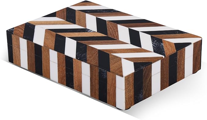 Handicrafts Home Decorative Keepsake Box 8x5 – Small Organizer Box with Lid, Boho Decorative Storage, Retro Memory Box, Unique Coffee Table Décor, Jewelry or Trinket Box, Modern Shelf Decorative Box