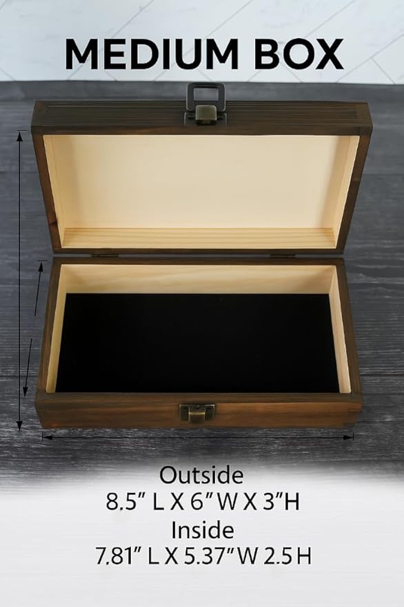 Engraved Baby Memory Box – Wooden Keepsake Box for Newborn Milestones, First Tooth, Hospital Bracelet – Medium Size – Dark Walnut Finish – 8.5 x 6 x 3 in