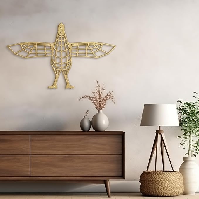 SIGNLEADER Metal Wall Art Decor Flying Bird Minimalist Modern Abstract Wall Sculpture Hangings Home Decoration for Living Room, Bedroom, Bathroom, Kitchen, Outdoor - 18" Gold
