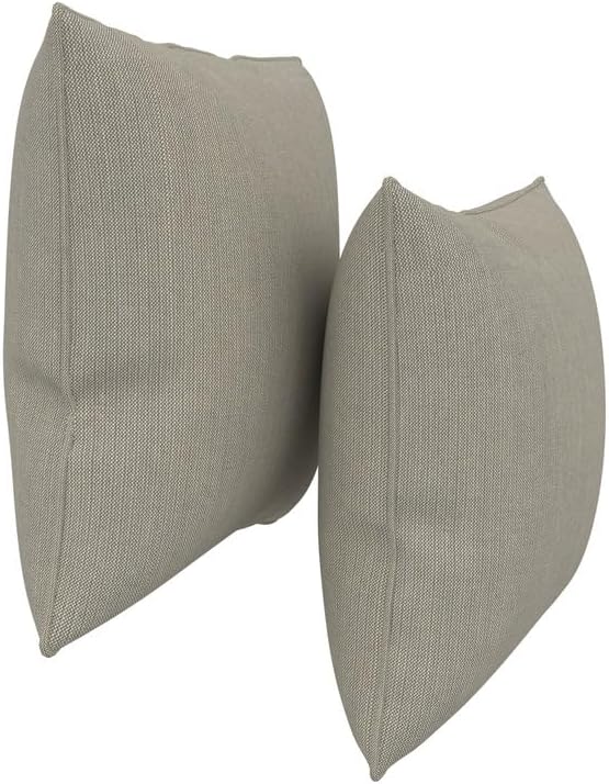 Covers & All Sunbrella Indoor/Outdoor Throw Pillows, Square Throw Pillows Inserts with Covers Set of 2 (Spectrum Dove-Self Welt, 16x16)