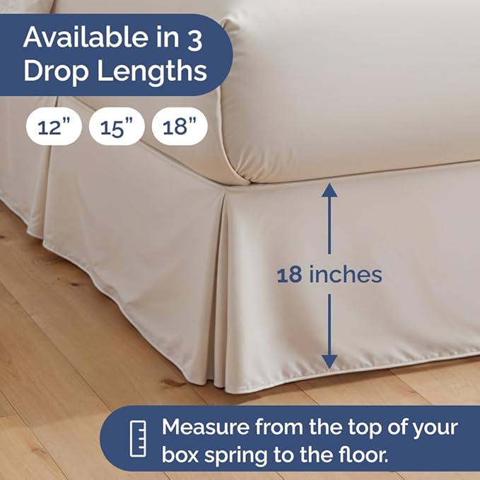 Pleated Bed Skirt Full Size - 3 Sided Pleated Bed Skirt Full - Ultra-Soft, Easy Fit with 18 Inch Tailored Drop - Hotel Quality, Wrinkle Free & Fade Resistant - for Women, Men, Kids & Teens - White