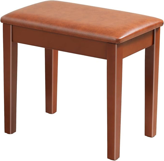 AODSK Piano Bench with Cushion,Solid Wood Keyboard Bench Piano Chair Piano Seat,Brown Piano Stool,13.21 x 21 x 18.2 Inches