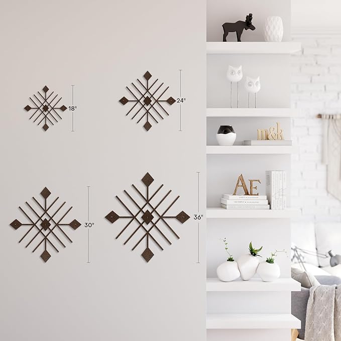 SIGNLEADER Metal Wall Decor Folk Symbol Mystery Minimalist Modern Luxury Wall Sculpture Hangings 3D Statue Home Decoration for Living Room, Bedroom, Bathroom, Kitchen, Fireplace, Office - 18" Bronze
