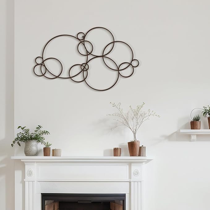 SIGNLEADER Metal Wall Decor Circles Bubbles Minimalist Modern Luxury Wall Sculpture Hangings 3D Statue Home Decoration for Living Room, Bedroom, Bathroom, Kitchen, Fireplace, Office - 24" Bronze