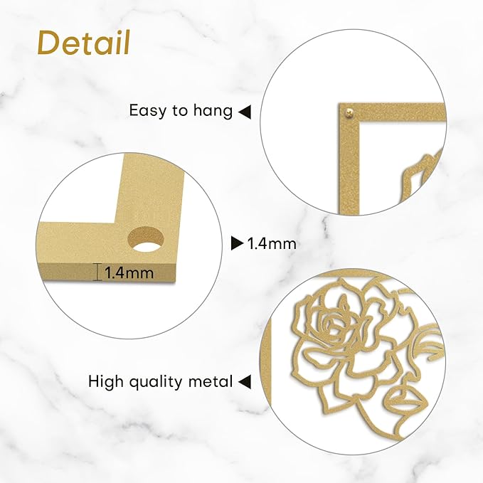 SIGNLEADER Metal Wall Art Decor Women and Flower Modern Abstract Wall Sculpture Hangings Home Decoration for Living Room, Bedroom, Bathroom, Kitchen, Outdoor - 18" Gold