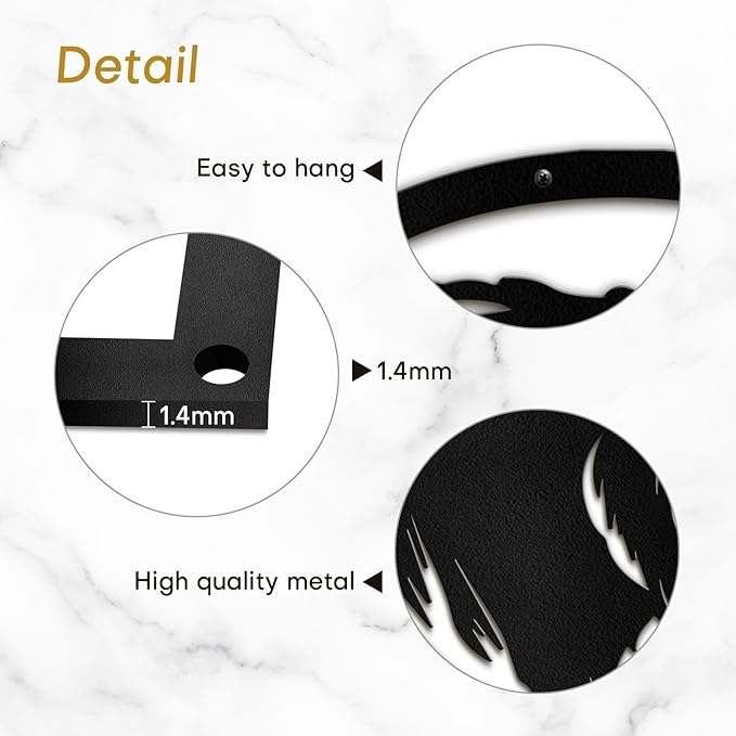 SIGNLEADER Metal Wall Art Decor Majestic Buffalo Circular Frame Minimalist Modern Abstract Wall Sculpture Hangings Home Decoration for Living Room, Bedroom, Bathroom, Kitchen, Outdoor - 18" Black