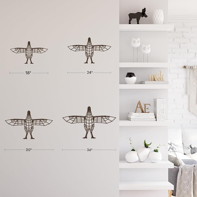 SIGNLEADER Metal Wall Art Decor Flying Bird Minimalist Modern Abstract Wall Sculpture Hangings Home Decoration for Living Room, Bedroom, Bathroom, Kitchen, Outdoor - 18" Bronze