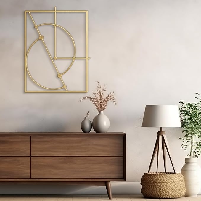 SIGNLEADER Metal Wall Decor Circles Minimalist Modern Luxury Wall Sculpture Hangings 3D Statue Home Decoration for Living Room, Bedroom, Bathroom, Kitchen, Fireplace, Office - 18" Gold
