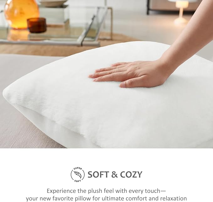 Pallene Faux Fur Plush Spring Throw Pillow Covers 26x26 Set of 2, Soft Fluffy Couch Pillow Covers for Living Room, White