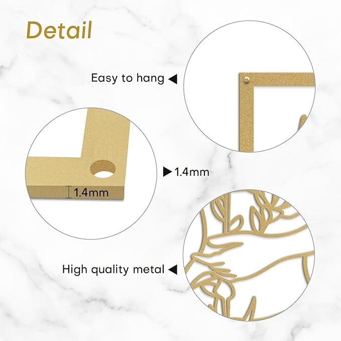 SIGNLEADER Metal Wall Art Decor Women Body Line Modern Abstract Wall Sculpture Hangings Home Decoration for Living Room, Bedroom, Bathroom, Kitchen, Outdoor - 18" Gold