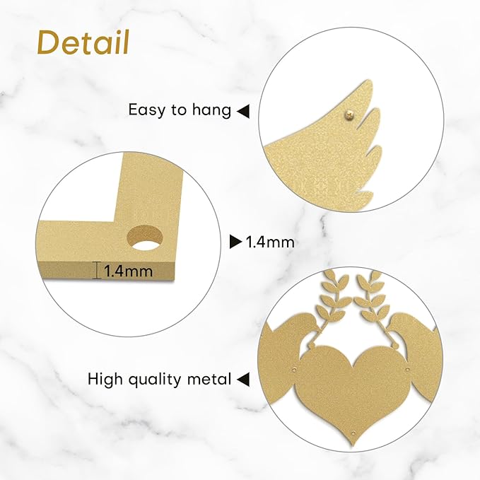 SIGNLEADER Metal Wall Art Decor Dove of Peace and Love Minimalist Modern Abstract Wall Sculpture Hangings Home Decoration for Living Room, Bedroom, Bathroom, Kitchen, Outdoor - 18" Gold