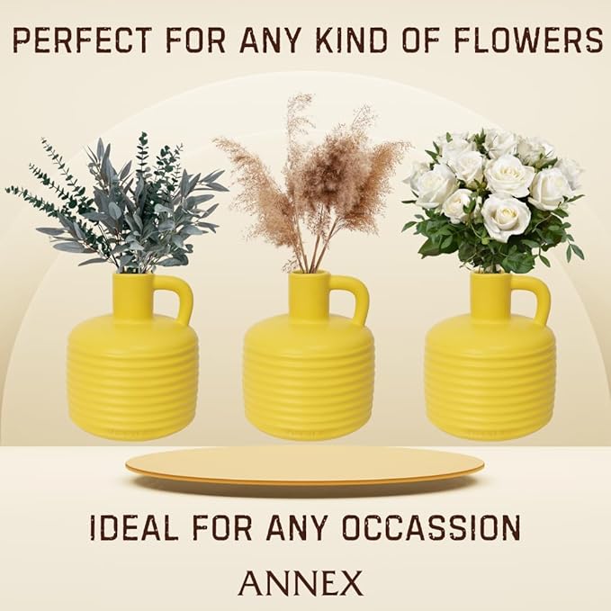 Annex Large Ceramic Handmade Bud Vase, Perfect for Pampas Grass, Book Vase for Flowers, Boho Room Decor for Home, Table, Shelf, Floor, Centerpiece or Book Display