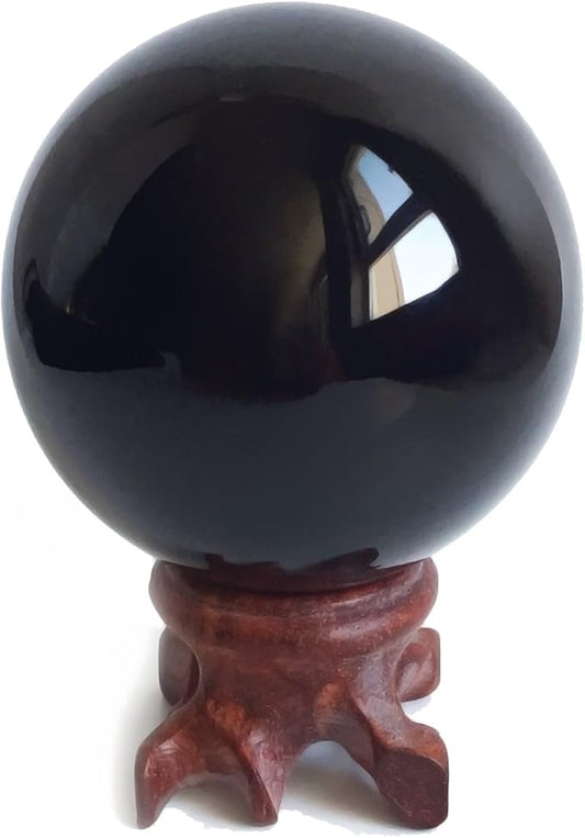Mina Heal Obsidian Crystal Ball for Fengshui Ball, Meditation, Crystal Healing, Divination Sphere, Home Decoration, 100% Natural and Genuine