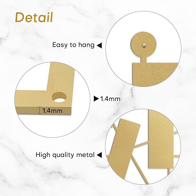 SIGNLEADER Metal Wall Decor Rectangles Abstract Picasso Minimalist Modern Luxury Wall Sculpture Hangings 3D Statue Home Decoration for Living Room, Bedroom, Bathroom, Kitchen, Fireplace, Office - 24" Gold
