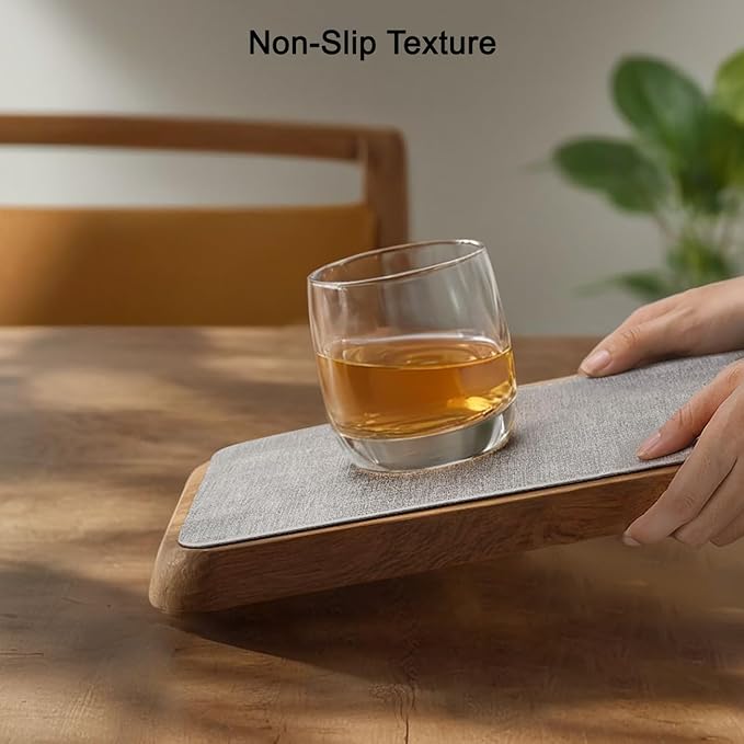Myir JUN Reversible Vinyl Placemats Set of 8, Faux Leather Place Mats Dual Sided Waterproof Oilproof Wipeable, Heat-Resistant Table Mats for Kitchen Dining Indoor Outdoor (12" x 17", Light Gray Beige)