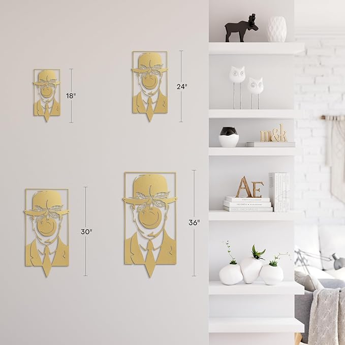 SIGNLEADER Metal Wall Art Decor Chaplin Modern Abstract Wall Sculpture Hangings Home Decoration for Living Room, Bedroom, Bathroom, Kitchen, Outdoor - 18" Gold