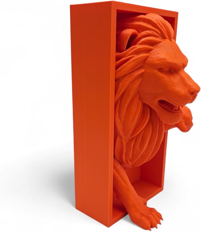 Dragons Awakening Book End – Fantasy Book Nook Insert for Dragon Readers – Unique Home Decor for Bookshelves & Libraries (Orange - Lion)