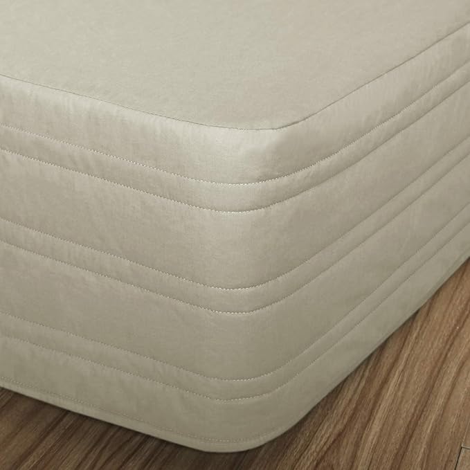 Marquess Tailored Bed Skirt Blended Quilted-Hang Down Feeling Enhancement Wrap Around Thick Bed Skirt,Dust-Proof, Wrinkle Fade Resistant Dust Ruffle with Classic 14’’Drop for Bedroom(Linen King)