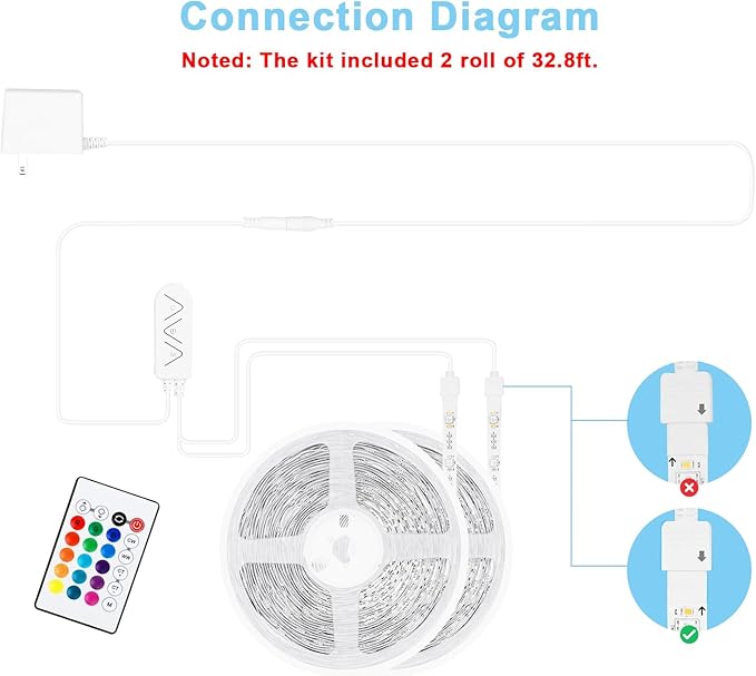 RGBWW Smart LED Strip Lights, 65.6ft Tunable White 3000K to 6500K+RGB WiFi Led Lights Work with Alexa Google, Music Sync Color Changing Indoor for Kitchen, Room, Cabinet, 2 Roll of 32.8ft