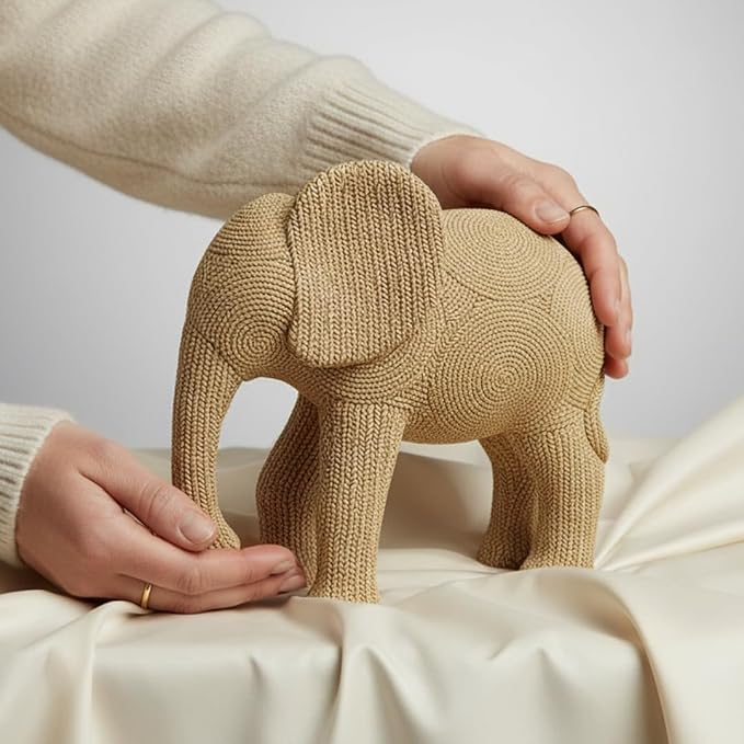 9-inch Beige Resin Elephant Statue - Small Home Decor Sculpture for Shelf, Dresser & Table Centerpiece, Classic Elephant Figurine for Living Room & Bedroom