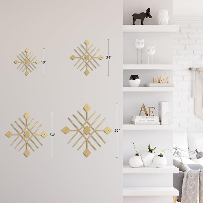 SIGNLEADER Metal Wall Decor Folk Symbol Mystery Minimalist Modern Luxury Wall Sculpture Hangings 3D Statue Home Decoration for Living Room, Bedroom, Bathroom, Kitchen, Fireplace, Office - 24" Gold