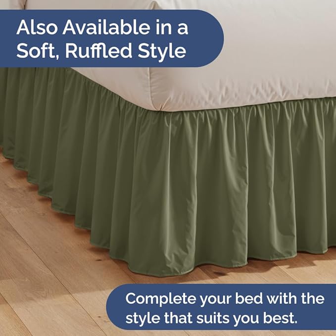 Pleated Bed Skirt Full Size - 3 Sided Pleated Bed Skirt Full - Ultra-Soft, Easy Fit with 15 Inch Tailored Drop - Hotel Quality, Wrinkle & Fade Resistant - for Women, Men, Kids and Teens - Sage Green