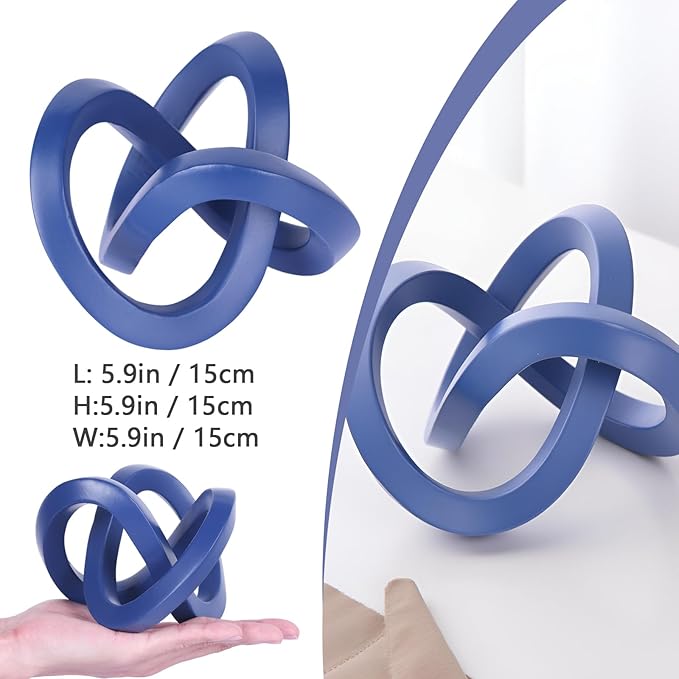 Navy Blue Knot Decor for Coffee Table Book,Chain Link Decor for Bookshelf Entry Table TV Stand,Knot Sculpture for Home Living Room,Accent Decoracions para sala,adornos para sala Modernos