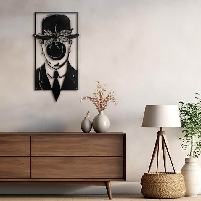 SIGNLEADER Metal Wall Art Decor Chaplin Modern Abstract Wall Sculpture Hangings Home Decoration for Living Room, Bedroom, Bathroom, Kitchen, Outdoor - 18" Black