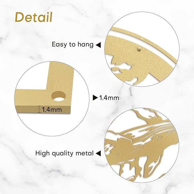 SIGNLEADER Metal Wall Art Decor Whale on Waves Minimalist Modern Abstract Wall Sculpture Hangings Home Decoration for Living Room, Bedroom, Bathroom, Kitchen, Outdoor - 18" Gold