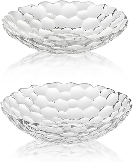 2 Pack Glass Fruit Bowl, Fruit Basket Holder, Crystal Fruit Bowl, Dessert Plate,Decorative Pedestal Bowl,for Table Décor for Home,Office, Wedding Decor, Fruit, Snack, Dessert (Large,Clear)