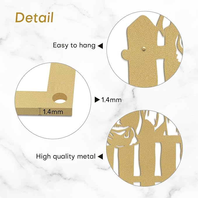 SIGNLEADER Metal Wall Art Decor Cows, Sheep, Horses by the fence Minimalist Modern Abstract Wall Sculpture Hangings Home Decoration for Living Room, Bedroom, Bathroom, Kitchen, Outdoor - 18" Gold