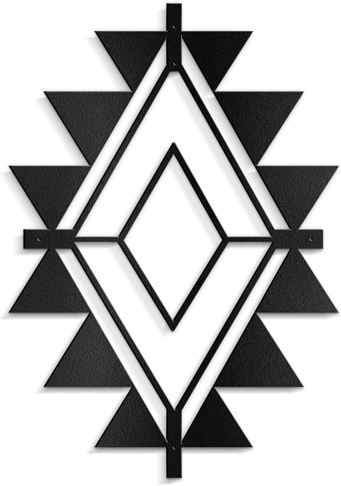 SIGNLEADER Metal Wall Decor Triangle Composition Minimalist Modern Luxury Wall Sculpture Hangings 3D Statue Home Decoration for Living Room, Bedroom, Bathroom, Kitchen, Fireplace, Office - 24" Black