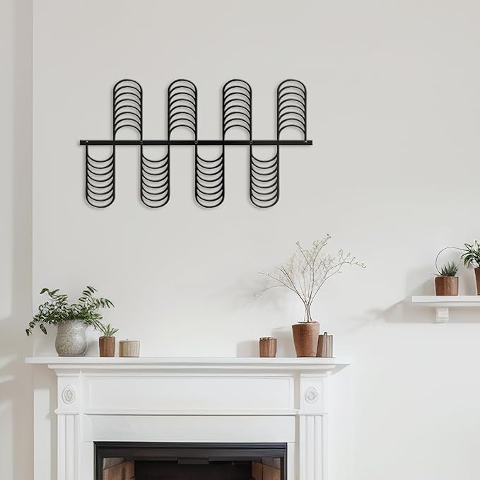 SIGNLEADER Metal Wall Decor Minimalist Modern Luxury Wall Sculpture Hangings 3D Statue Home Decoration for Living Room, Bedroom, Bathroom, Kitchen, Fireplace, Office - 18" Black