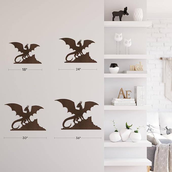 SIGNLEADER Metal Wall Art Decor Flying Dragon Minimalist Modern Abstract Wall Sculpture Hangings Home Decoration for Living Room, Bedroom, Bathroom, Kitchen, Outdoor - 18" Bronze