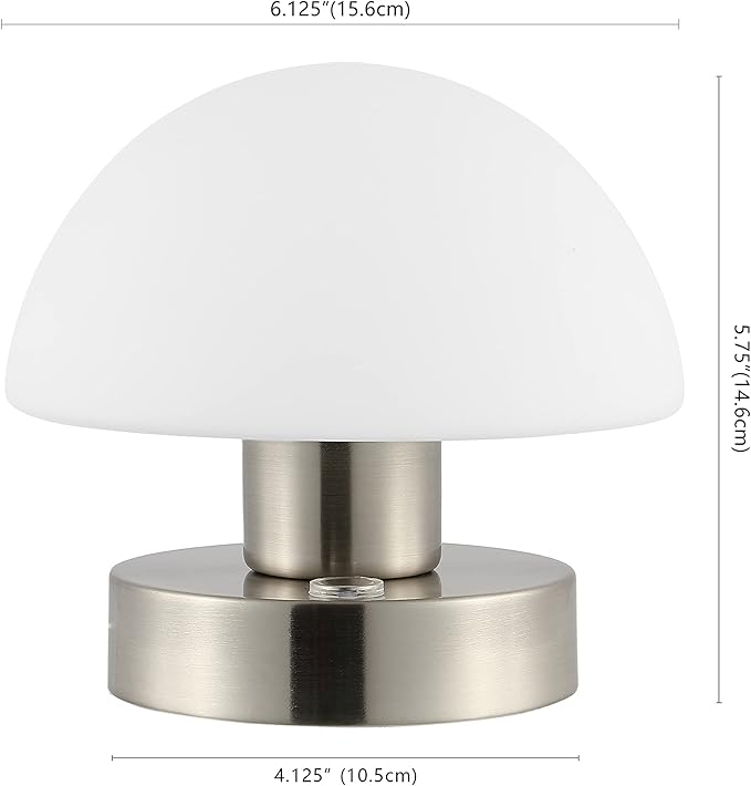 JONATHAN Y JYL7113B Zoe 5.75" Modern Minimalist Iron Rechargeable Integrated LED Table Lamp Contemporary Bedside Desk Nightstand Lamp for Bedroom Living Room Office, Nickel/White