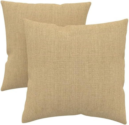 Covers & All Sunbrella Indoor/Outdoor Throw Pillows, Square Throw Pillows Inserts with Covers Set of 2 (Canvas Heather Beige, 16x16)