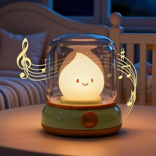 Chibi Flame Lamp, Sleep White Noise Machine Night Light, 5 White Noise with 4 Level Volume Adjustment, Rechargeable Lamp,Decor,Gift for Girls