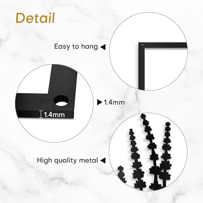 SIGNLEADER Metal Wall Art Decor Botanical Flower Leaves Minimalist Modern Abstract Wall Sculpture Hangings Home Decoration for Living Room, Bedroom, Bathroom, Kitchen, Outdoor - 18" Black