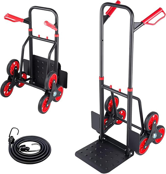 Stair Climbing Dolly, 330 lbs Capacity Heavy Duty Stair Climbing Hand Truck with 6 Wheels and Telescoping Handle, Folding Cart for Stairs and Moving