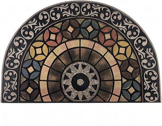 ATOLY Entrance Floor Mat Semicircle Door Mat,Heavy Duty Large Outdoor Mat, Interesting Welcome Mat, Front Entrance, Courtyard Door, Garage Entrance,24" X 36"(Half Circle)