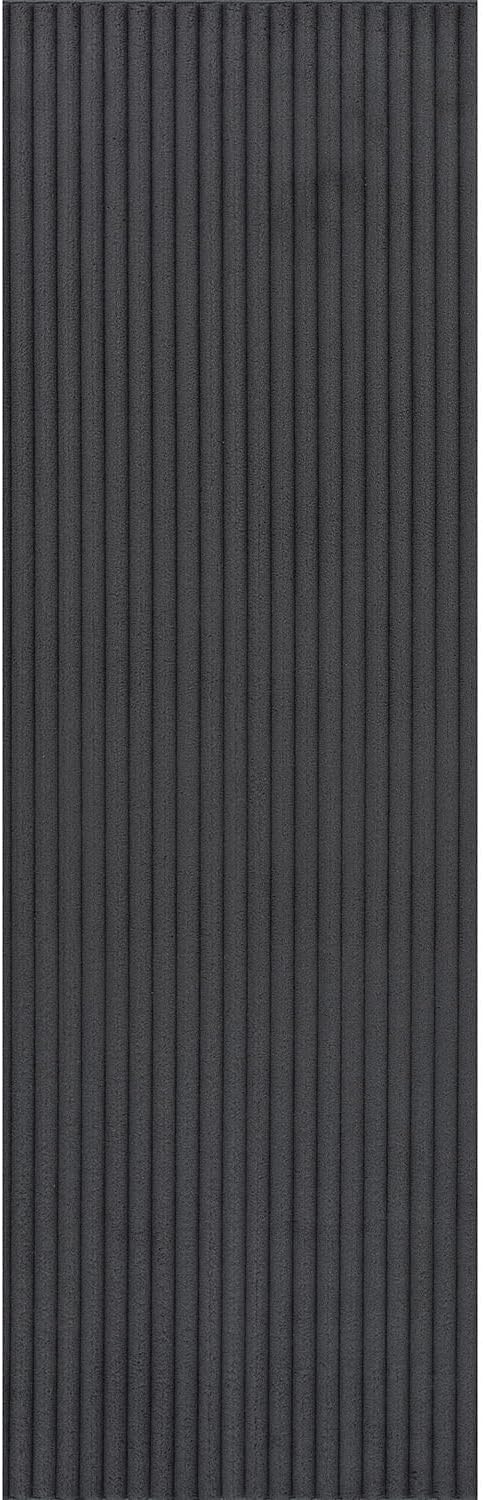 Beverly Rug Non Slip Area Rug 2 x 7 Modern Durable Ultra Soft Ribbed Indoor Rugs for Living Dining Room Office Stain Resistant Non Shedding Casual Easy Shag Indoor Carpet Dark Gray 2x7