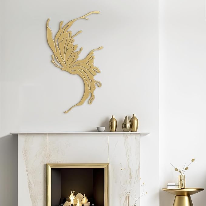 SIGNLEADER Metal Wall Art Decor All Gold Flying Bird Minimalist Modern Abstract Wall Sculpture Hangings Home Decoration for Living Room, Bedroom, Bathroom, Kitchen, Outdoor - 18" Gold