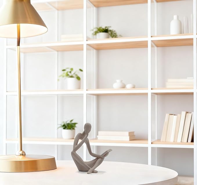 "Reading Woman Thinker Sculpture is a Modern Abstract Decorative Piece, a Favorite Among Book Lovers and Thinkers, Suitable for Placement in Living Rooms, Offices, and bedrooms. (Sandstone B)