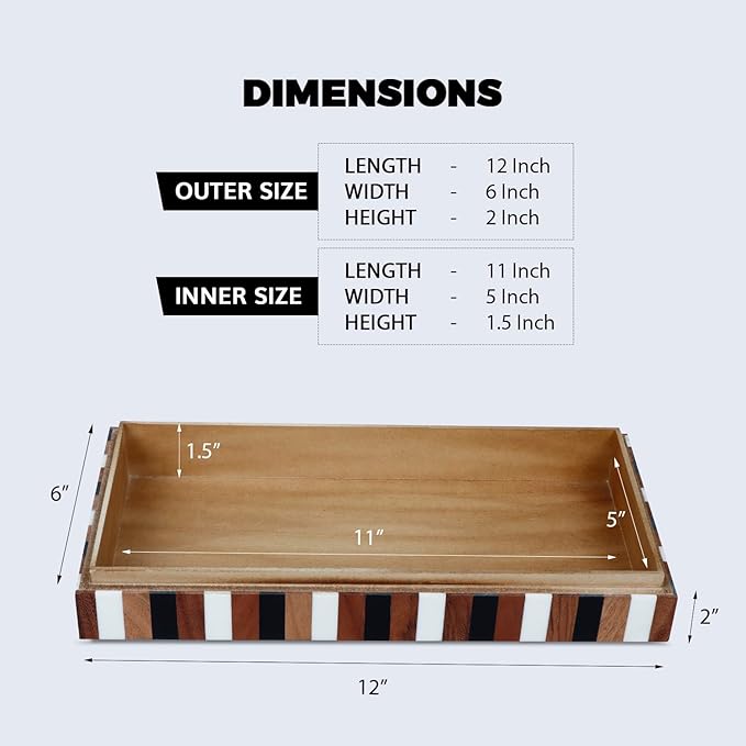 Handicrafts Home Large Decorative Storage Box 12x6– Coffee Table Organizer Box, Modern Home Décor Accent, Keepsake Memory Box, Jewelry Storage Box, Boho Decorative Box with Lid for Shelf, Mantle Decor